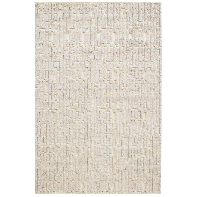 Tapis en laine noué à la main Gates, Rectangle 5 pi x 8 pi, Beige