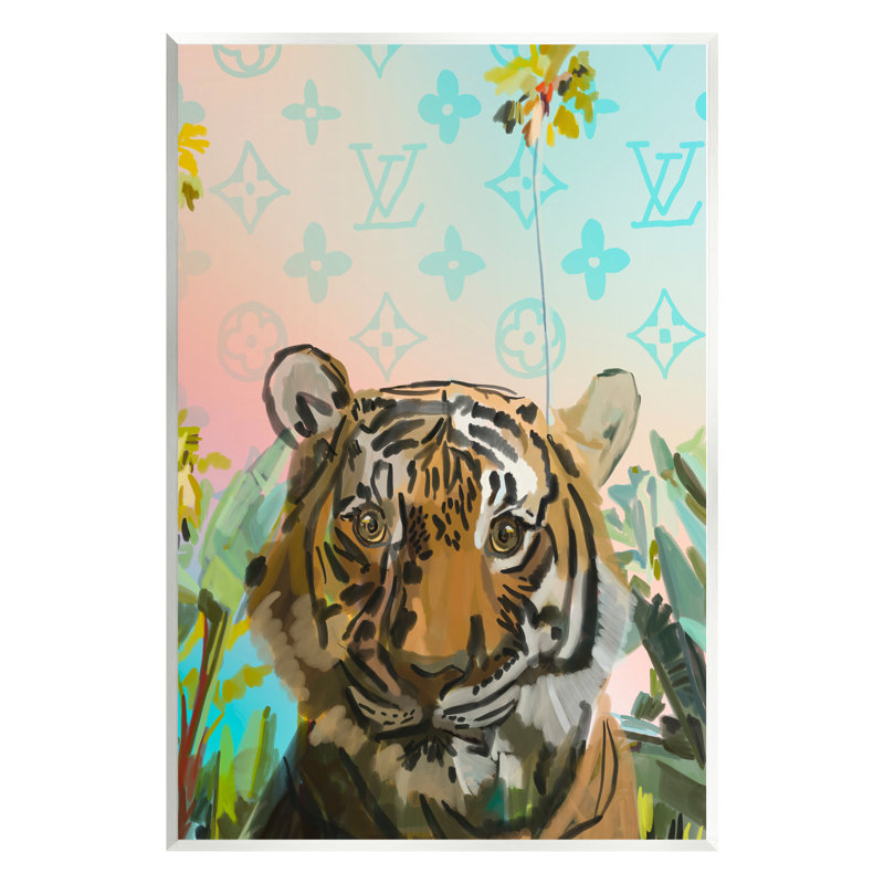 Tigre à la mode par Amelia Noyes, H 19 po x l 13 po x P 0,5 po