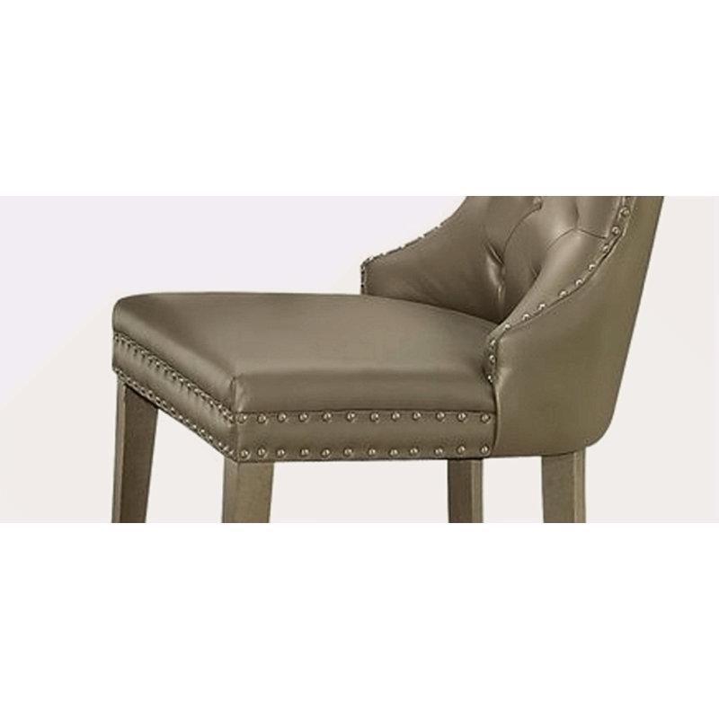 Ensemble de 2 chaises d'appoint en cuir synthétique champagne et finition champagne