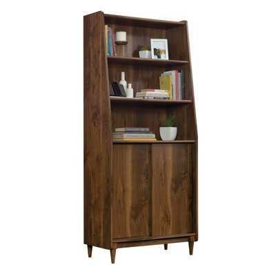 Bibliothèque Mid-Century moderne en bois d'ingénierie avec rangement, brun