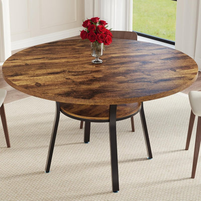 Round Dining Table for 4-6, 47 Inch Kitchen Table with Sturdy Metal Frame, Space Saving Circle Dining Room Table for Small Space (Table Only) by Ebern Designs