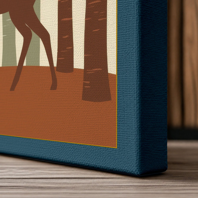 Silhouette in the Woods Minimalist - Wrapped Canvas, 18x12 - 45.7 x 30.5 cm, Teal Border