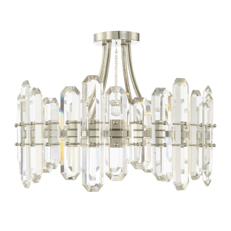 Plafonnier semi-encastré 20,75 po 4 lumières Demitrius, Nickel poli