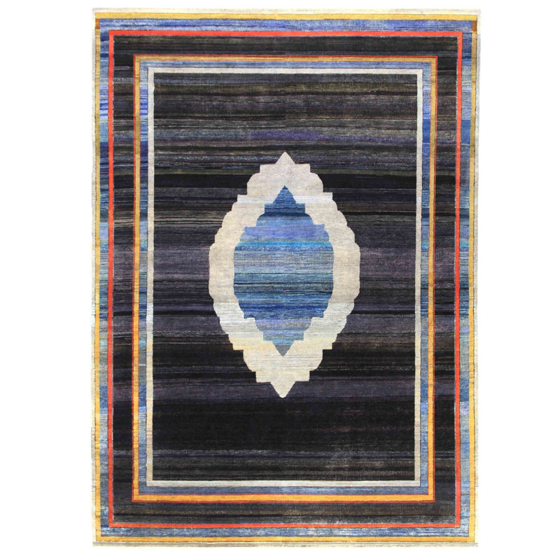 Tapis rectangulaire unique de 8 pi 10 po x 12 pi 7 po gris