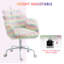 Chaise de bureau Fluffy Unicorn avec dossier moyen et accoudoirs, base pivotante 5 étoiles, arc-en-ciel