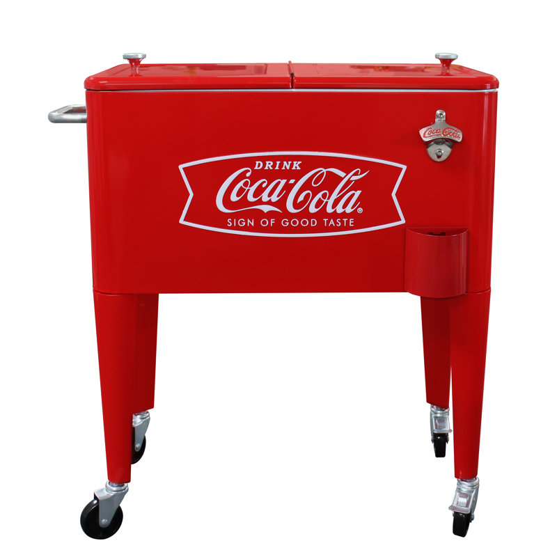 Leigh Country 60 Quarts Serving Station / Cart Cooler with wheels in Red