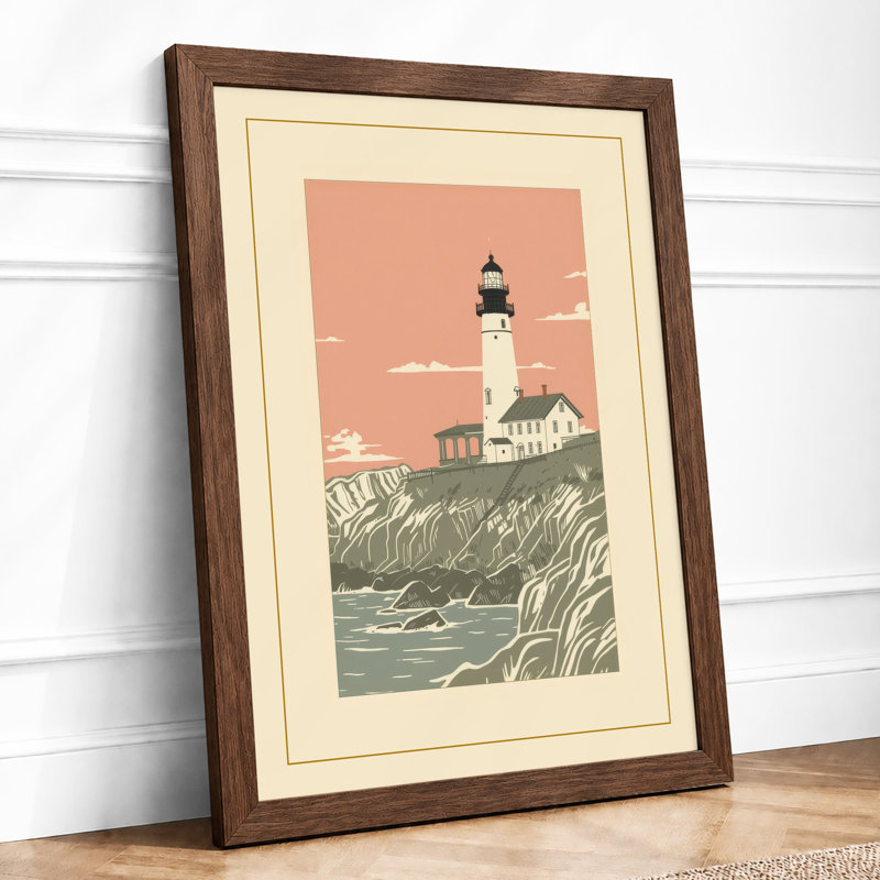 Sentinel by the Sea Coastal - Framed Print, A4 - 29.7 x 21.0 cm, Walnut