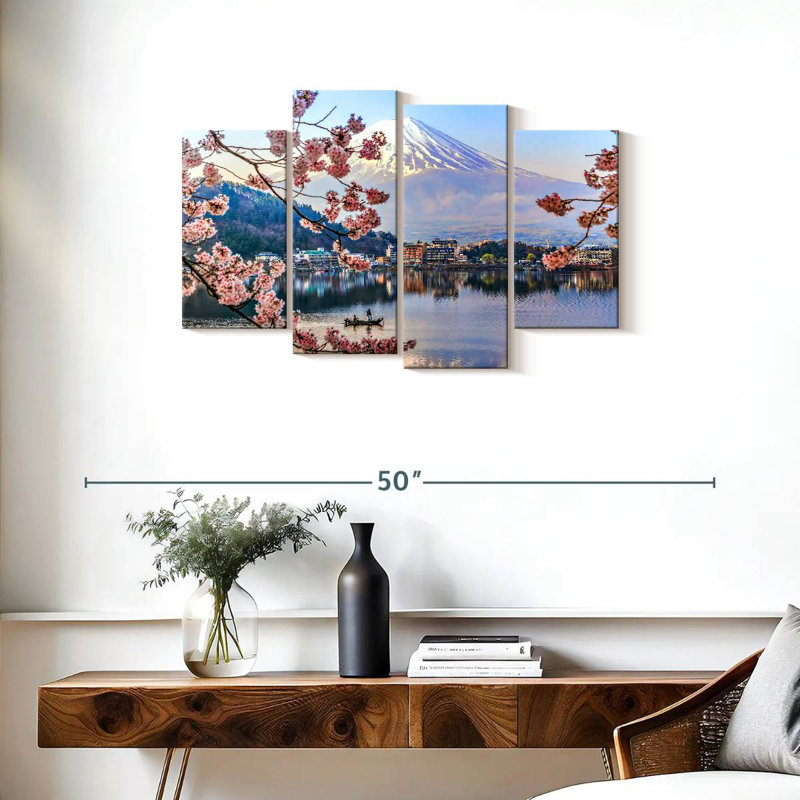 Scène de printemps du lac Senne Kawaguchi, H 22 po x l 36 po