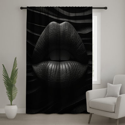 Lips Window Curtains, Abstract Sheer & Blockout Curtains - 1 Panel