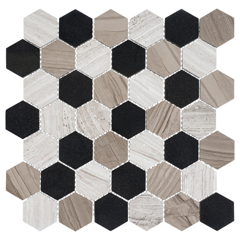 Channing 2-in. Hexagon Honeycomb Marble Look Glossy Natural Stone Wall & Floor Mosaic Tile, Hazelton  He