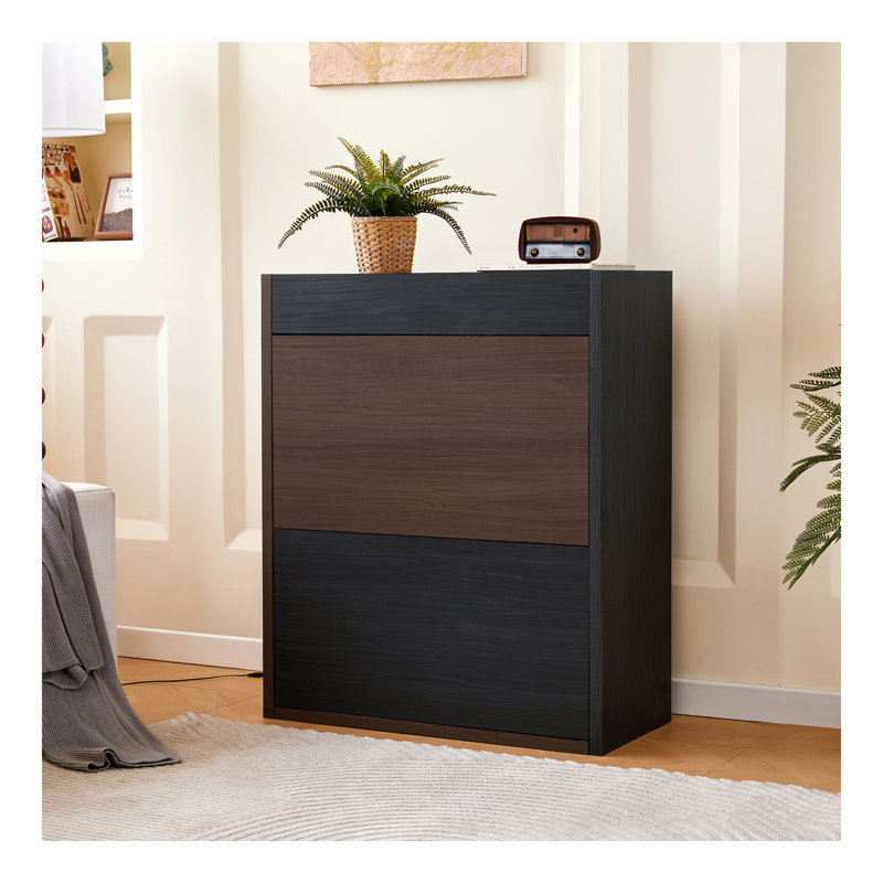 Extendable & Rotating Shoe Cabinet with 1 Drawer, 90-Degree Corner Cabinet, Multifuctional Storage Combination Cabinet for Living Room, Hallway, Entryway & Walnut