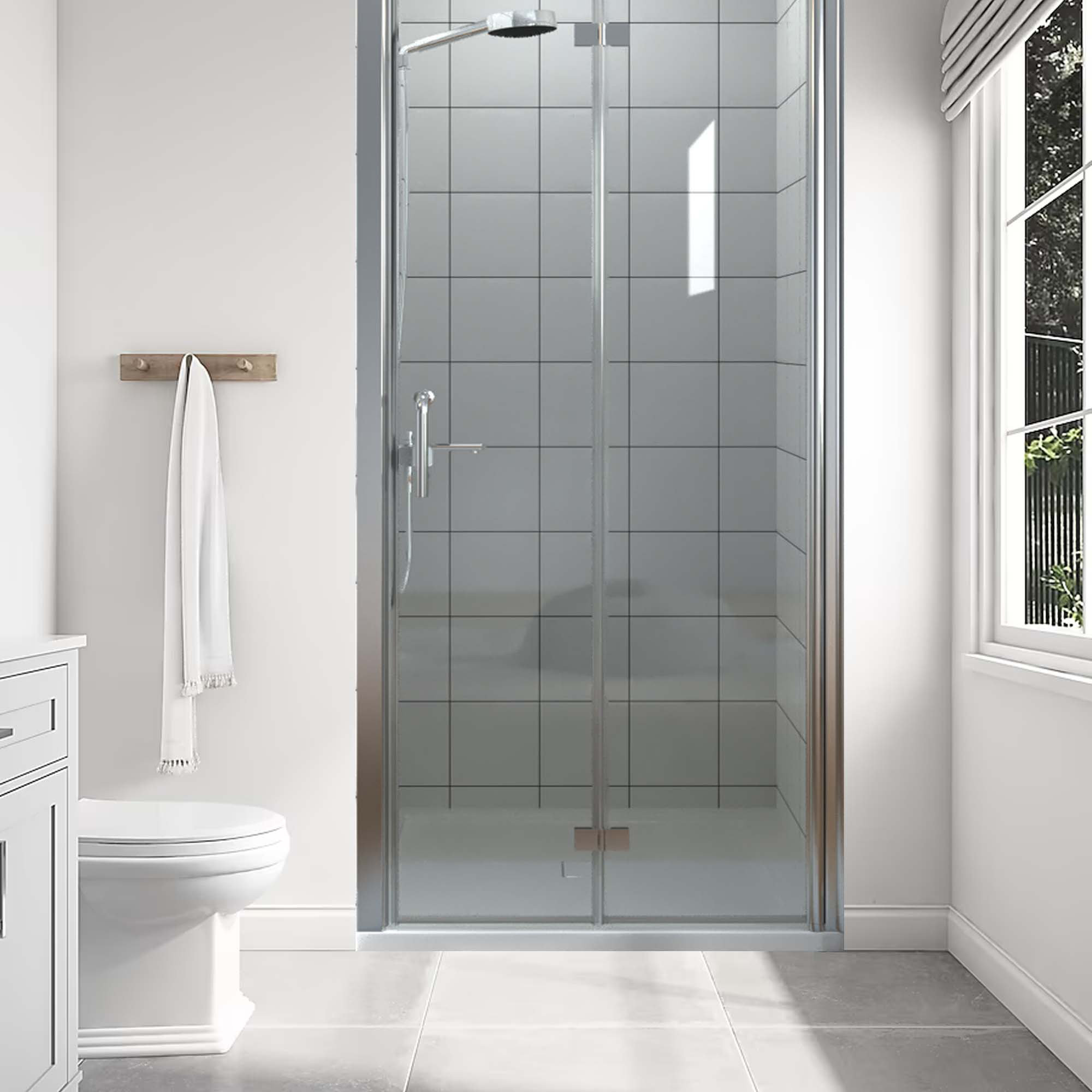 AUKFA - W x 72'' H Bi-Fold Door Semi-Frameless Shower Door with | Wayfair