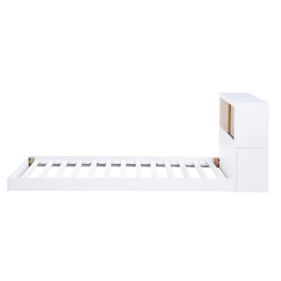 Lit simple avec tête de lit en bois naturel - Ports inclus