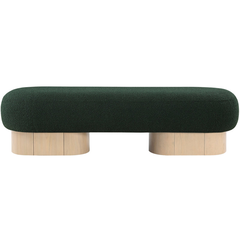 Banc rembourré en tissu Robertson Green Boucle, Green, Naturel