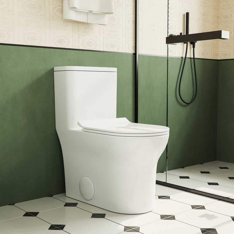 1.1/1.6 GPF Elongated Comfort Height Floor Mounted One-Piece Toilet, CUPC Certified, WaterSense Cetified, Ceramic, White Color, Soft Close Seat