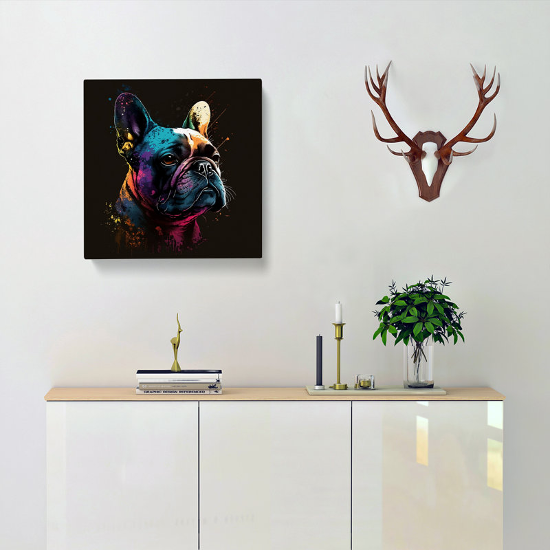 French Bulldog Graphic Art - Print, 50cm H x 50cm W x 3cm D