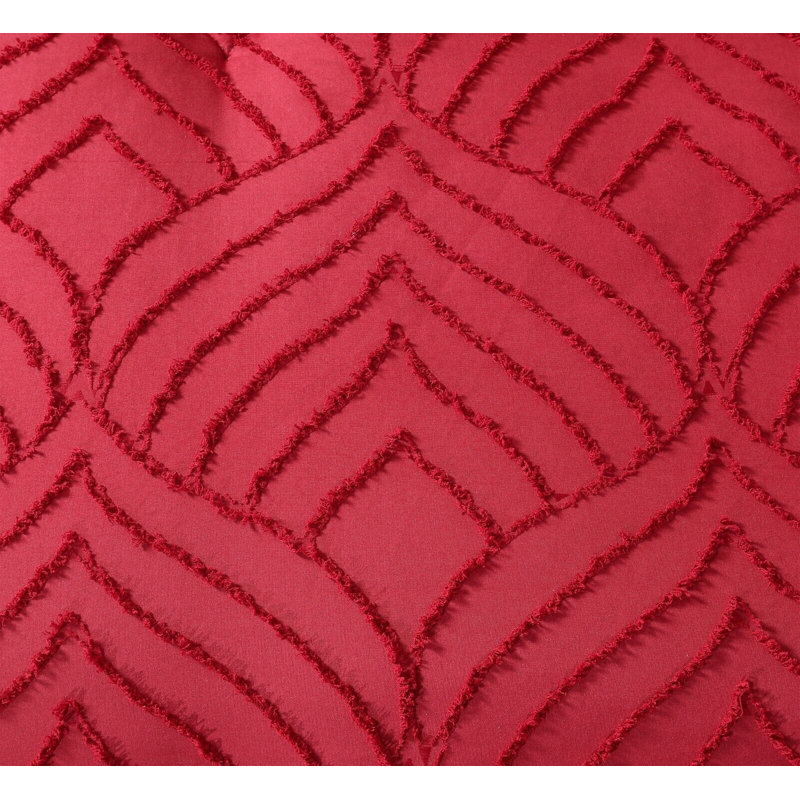 Camesha Microfiber Patchwork Bedspread with Pillow Shams Included, 275 x 255 cm, Burgundy