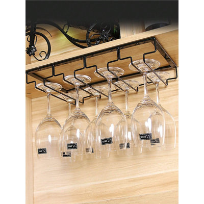 Grand porte-verres noir à 4 rangées, porte-verres à vin en fer à l'envers