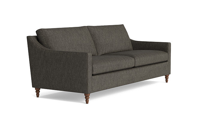 Vera Sofa (85"), Walnut Finish (Turned), Performance Weave - Onyx