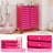 20 Drawers Rolling Storage Cart Art Craft Organizer On Wheels Multipurpose Hot Pink