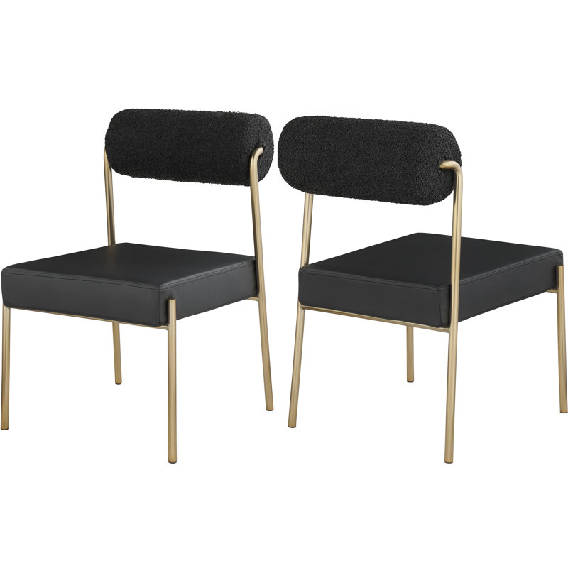 Beyah 18.5'' H Upholstered Side Chair, Black Boucle Fabric