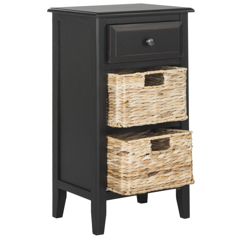 Santa Cruz Side Table with Storage, Distressed Black