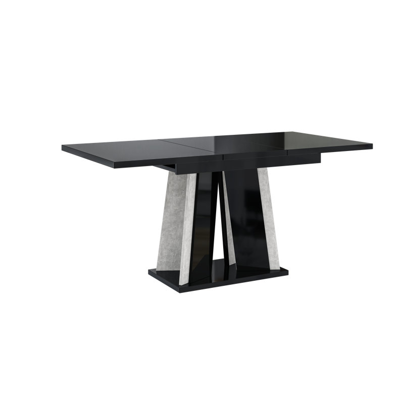 Doha Table Extendable Dining Table, Black Gloss Stone