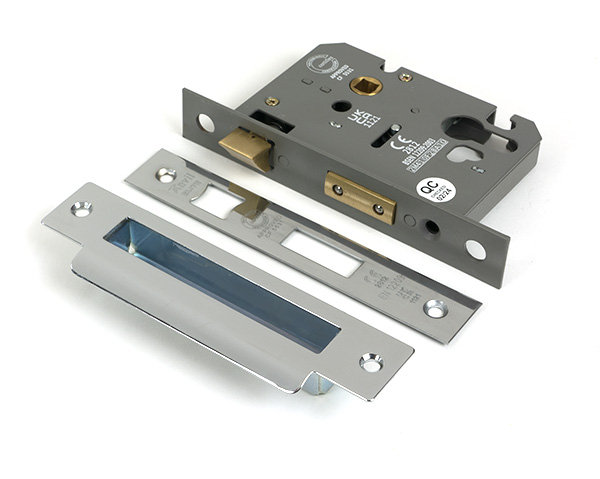 Polished Bronze 3" Euro Profile Sash Lock, Polished Stainless Steel