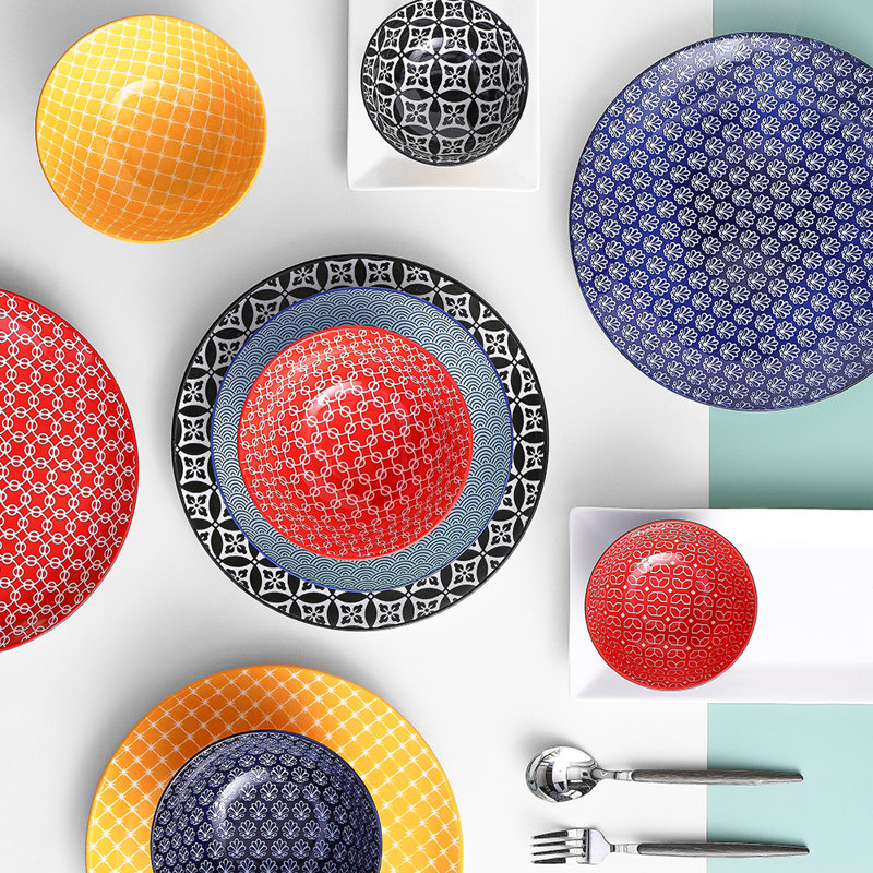 Ensemble de 6 assiettes colorées de 10 pouces de style américain