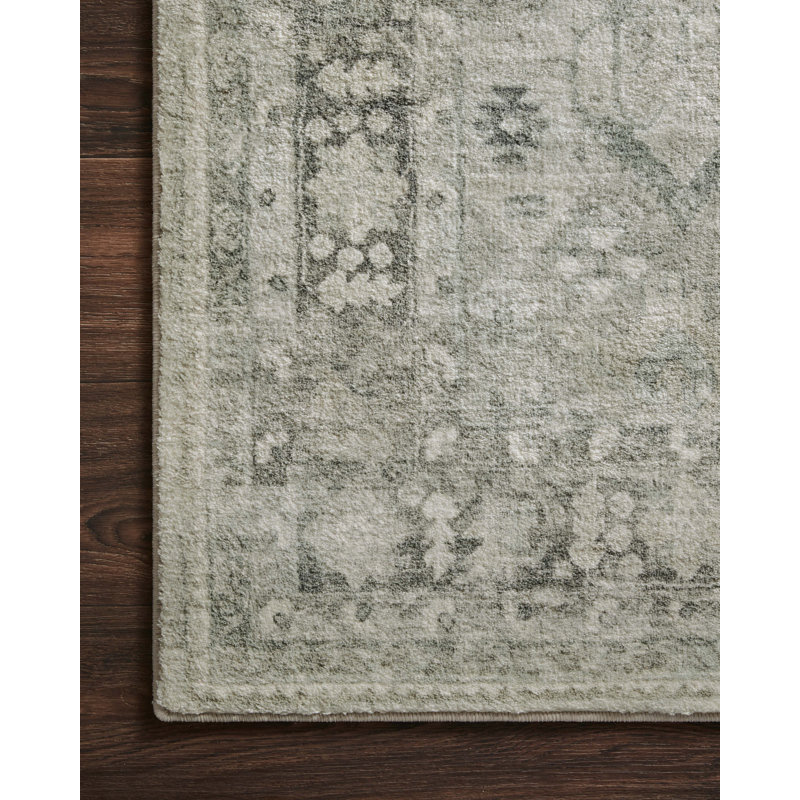 Oriental Steel Graphite Area Rug, Square 1'6"