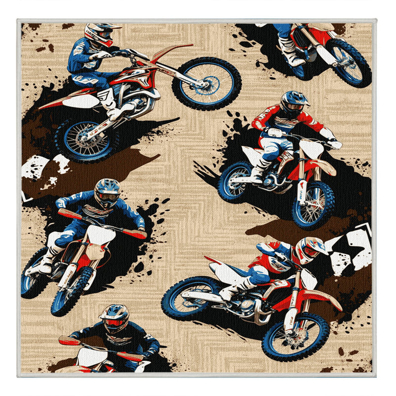  Tapis lavable Motocross Sports, Carré 6 pi