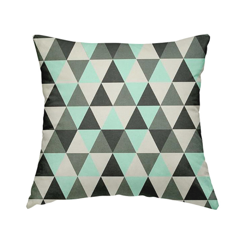 Barling Geometric Square Cushion, 55cm H x 55cm W x 5cm D, Teal/Grey