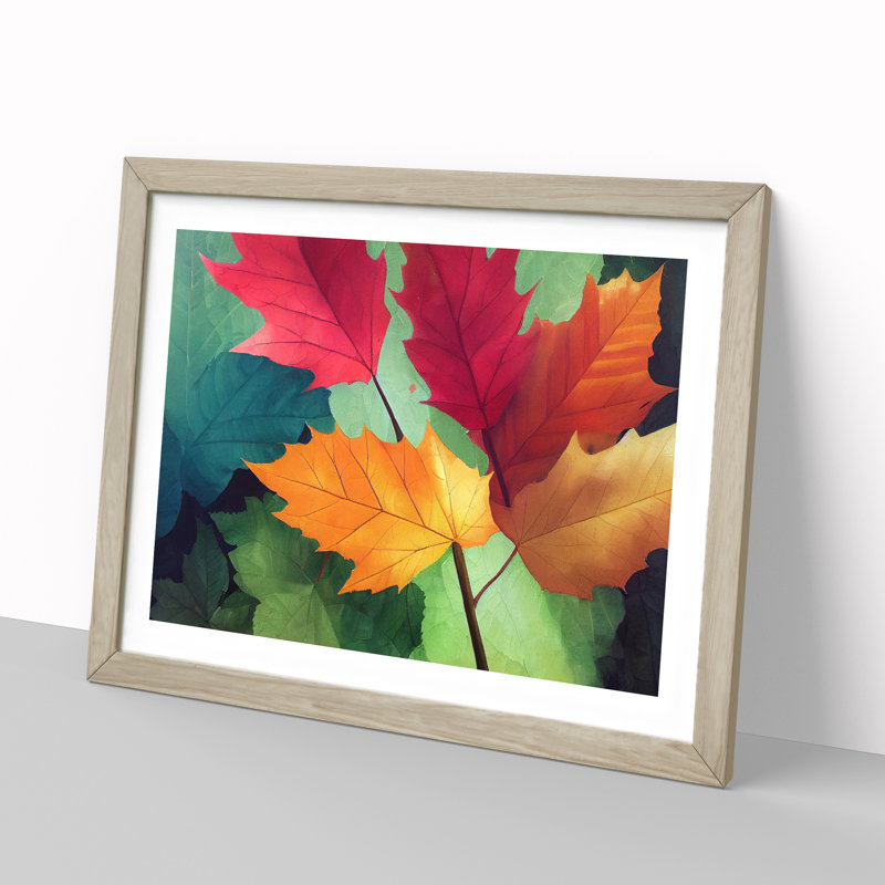 Contoured Autumn Leaf - Framed Print, 34cm H x 46cm W x 2cm D, Oak