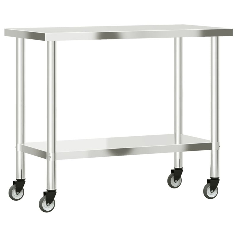 Tables de travail en acier inoxydable H 33,5 po VidaXL, H 33,5 po x L 43,3 po x l 21,7 po