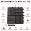 Carreaux de terrasse en bois d'acacia emboîtables 12 po intérieur / extérieur, paquet de 10-130882353