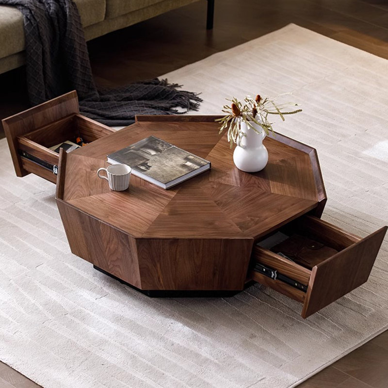 Table basse simple en noyer noir, H 12,4 po x L 39,37 po x l 39,37 po