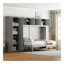 Grand lit escamotable mural avec armoires, gris