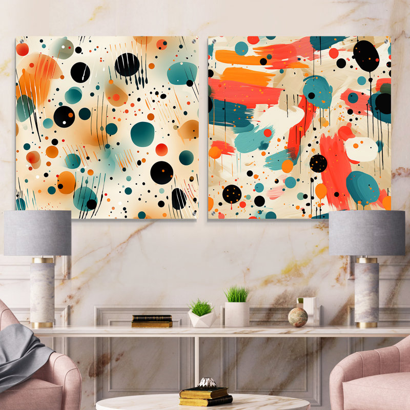 Timothy - Ensemble de 2 reproductions abstraites d'art mural en verre acrylique, H 16 po x l 33 po