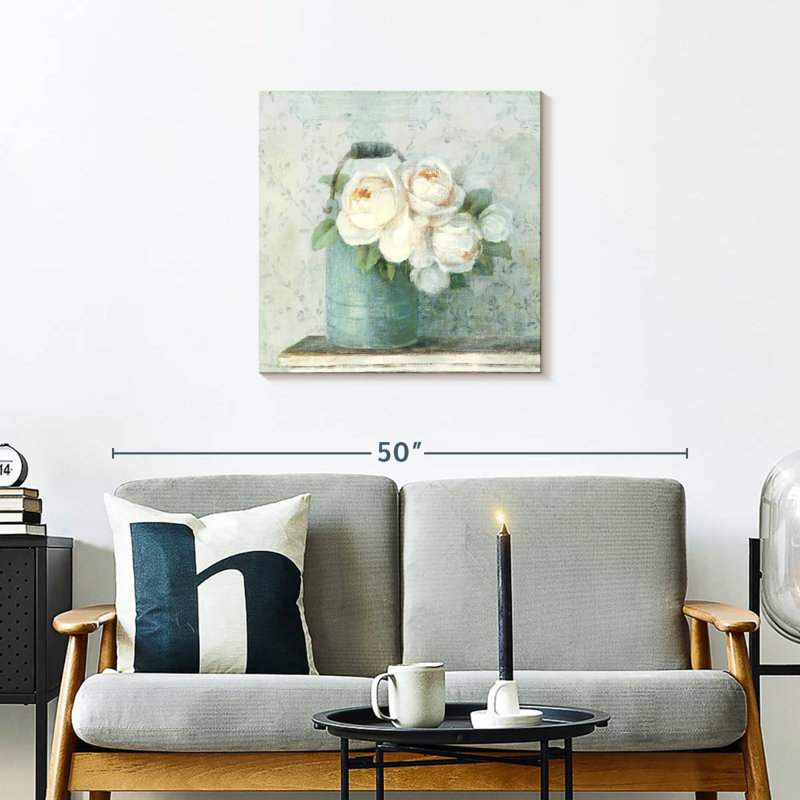 June Roses I - blanc / bleu, H 24 po x l 24 po
