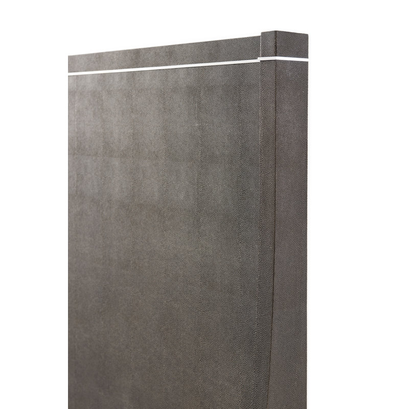Gray Upholstered King Platform Bed with Metal Frame and Headboard