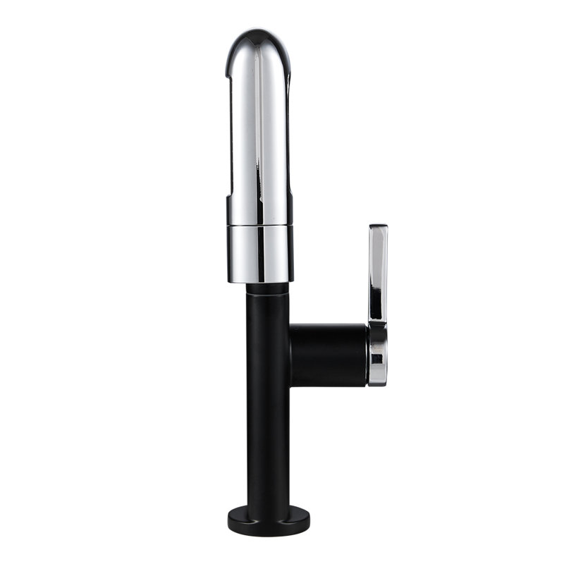 17 Stories Pull Out Kitchen Faucet, Matte Black/Silver