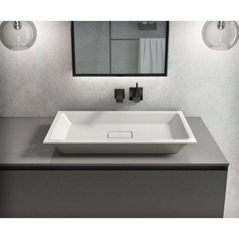 CasaDiVanna Bosa 710mm L x 350mm W Marble Rectangular Sink, Light Grey