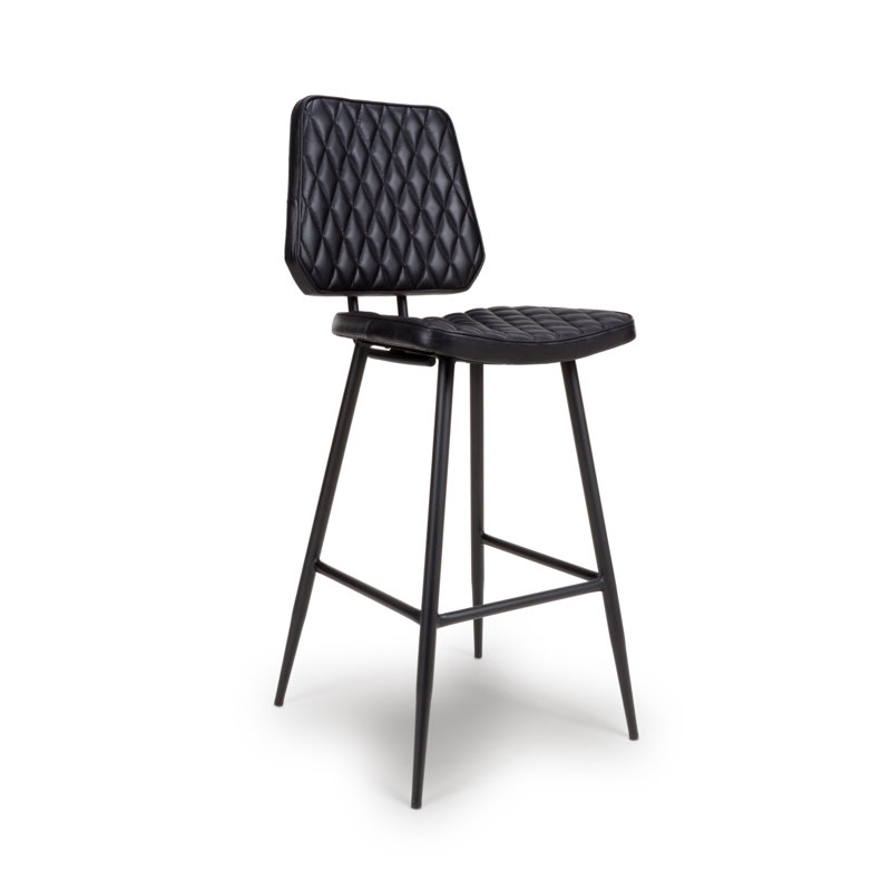 Ehret Upholstered Counter Stool with Metal Frame, Black
