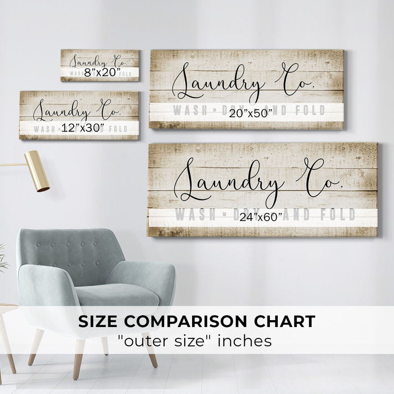 Laundry Co. sur impression sur toile, H 12 po x l 30 po x P 1,5 po