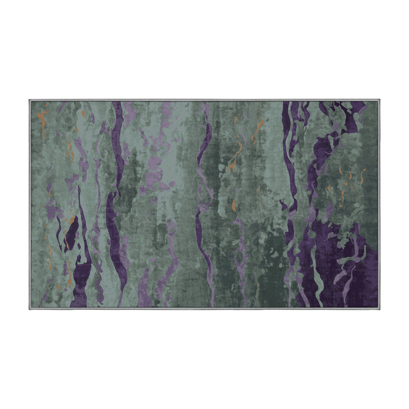 Machine Washable Gray Area Rug, Rectangle 4' x 6'