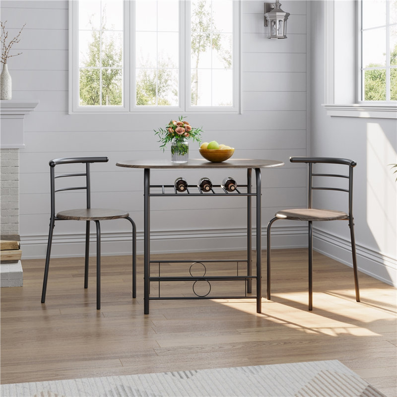 2 - Person Dining Set, Drift Brown/Black, 80 cm L x 53 cm W x 75.5 cm H
