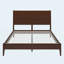 Structure de lit plateforme en bois de bambou massif de style Mid-Century avec lattes de bois et support en métal, chocolat-369696792-369696793