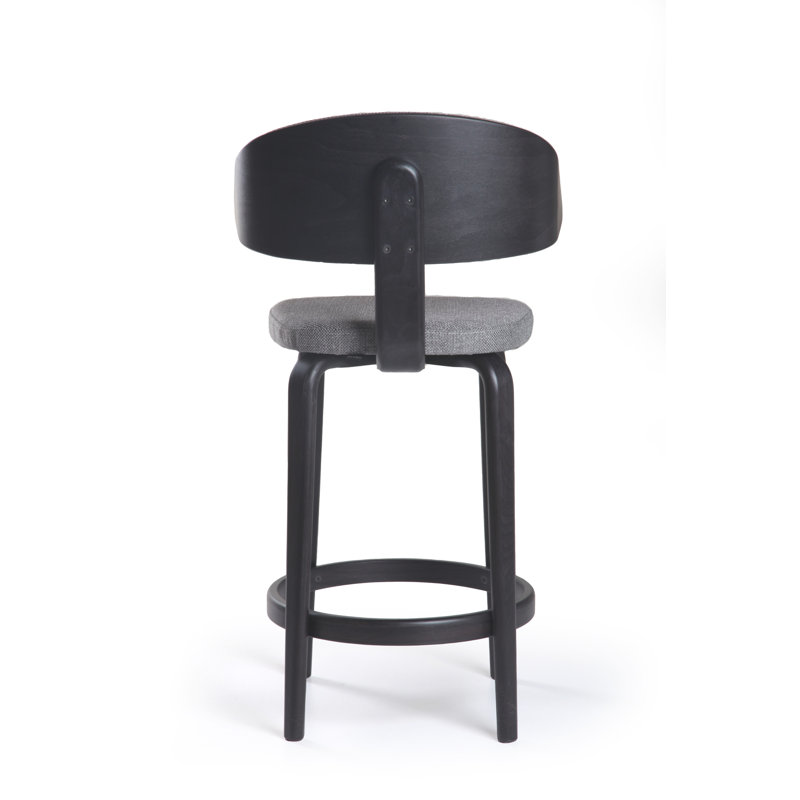 Fila Upholstered Stool with Solid Wood Frame, Transparent Black