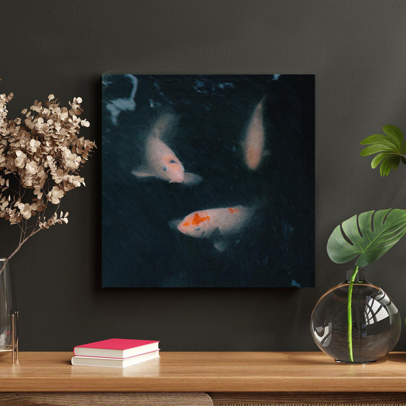 Peinture orange et blanche sur toile de koi orange 10, H 12 po x l 12 po