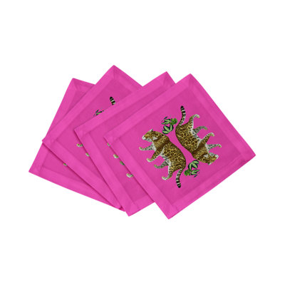 Leopard Seeing Double Cotton Sateen Cocktail Napkins